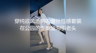 穿纯欲风透明的蕾丝性感套装在公园的走廊里勾引老头